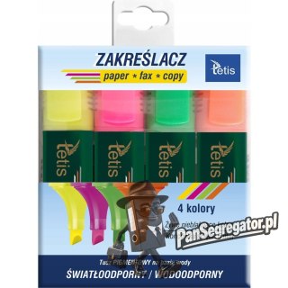 Zakreślacze neonowe komplet 4szt. KW015-M4 TETIS