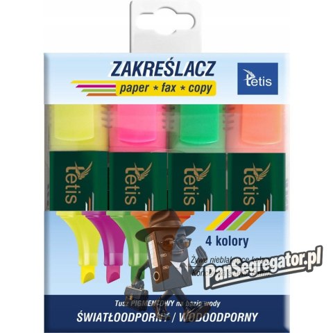 Zakreślacze neonowe komplet 4szt. KW015-M4 TETIS