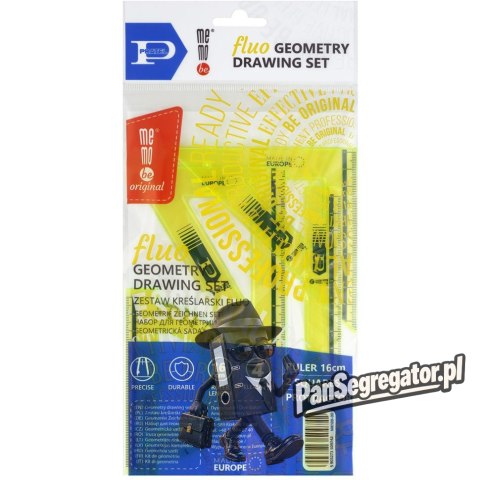 Zestaw kreślarski fluorescencyjny z linijką 16cm MemoBe MK108-00