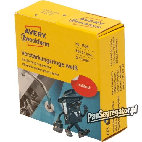 Etykieta pierścienie wzmacniające Q13mm białe 500szt 3508 AVERY ZWECKFORM