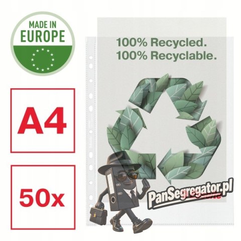 Koszulka groszkowa A4 Recycled Premium PP 70 mic. opakowanie 50sztuk Maxi 627502 ESSELTE