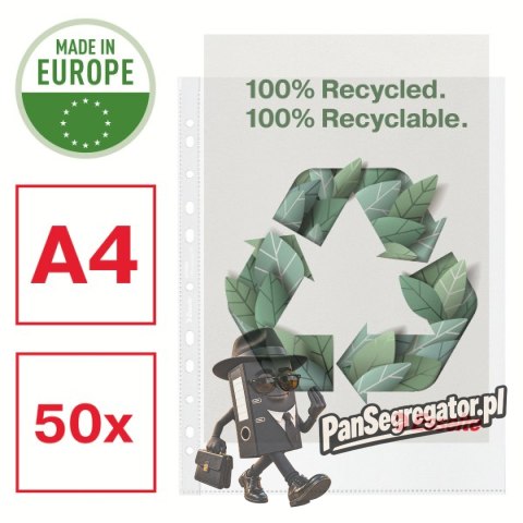 Koszulka groszkowa Recycled Premium PP 100 mic. A4 MAXI opakowanie 50sztuk 627504 ESSELTE