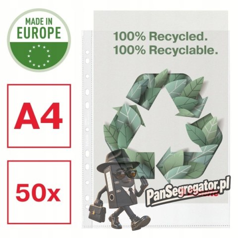 Koszulka groszkowa Recycled Premium PP 100 mic. A4 opakowanie 50 sztuk 627501 ESSELTE