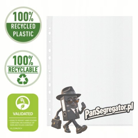 Koszulka groszkowa Recycled Premium PP 100 mic. opakowanie 100 sztuk A4 MAXI 627503 ESSELTE