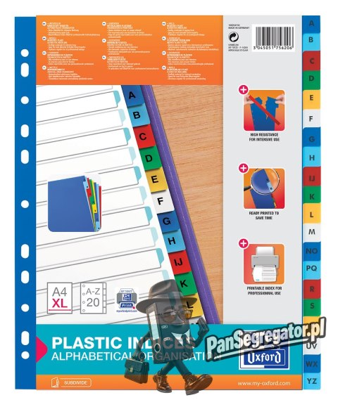 Przekładki A4 MAXI A-Z kolor PP alfabetyczne 100204733 OXFORD