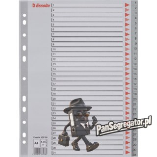 Przekładki plastikowe szare PP A4 1-31 numeryczne 100108 ESSELTE