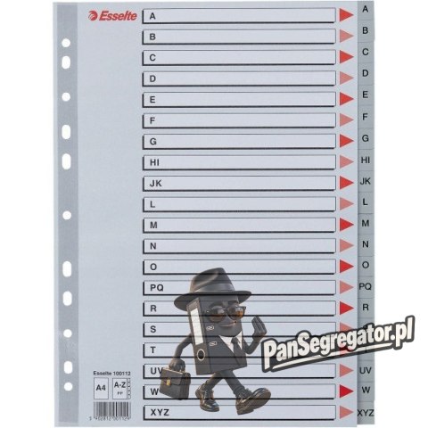 Przekładki plastikowe szare PP A4 A-Z alfabetyczne 100112 ESSELTE
