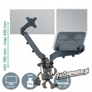 Ramię do monitora i laptopa podwójne Ergo ciemnoszare 65380089 LEITZ