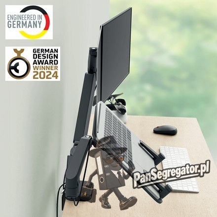 Ramię do monitora i laptopa podwójne Ergo ciemnoszare 65380089 LEITZ