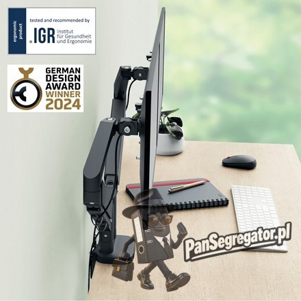 Ramię do monitora podwójne Ergo ciemnoszare 65370089 LEITZ