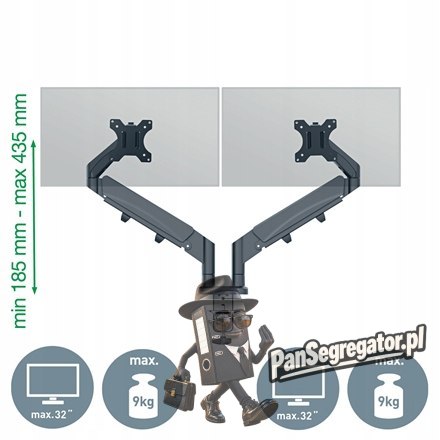 Ramię do monitora podwójne Ergo ciemnoszare 65370089 LEITZ