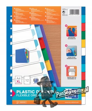Przekładki do segregatora A4+ MAXI 12 sztuk PP kolorowe 100205086 OXFORD