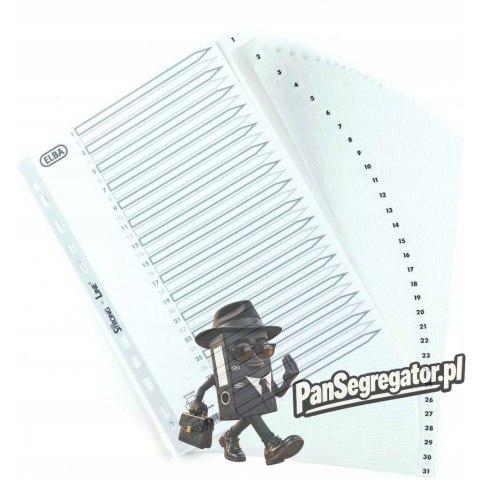 Przekładki numeryczne do segregatora A4 1-31 białe PP 100204793 OXFORD