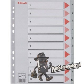 Przekładki plastikowe szare PP A4 1-10 numeryczne 100105 ESSELTE