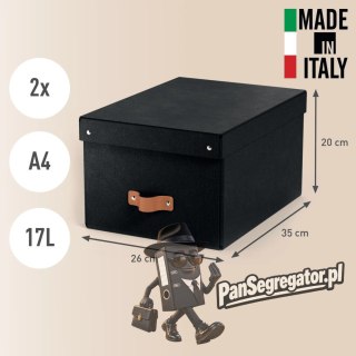 Pudełko do przechowywania Puro z pokrywką średnie 17l (2szt) czarne 61490095 LEITZ
