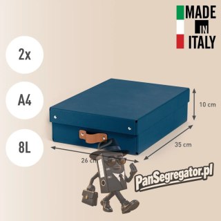 Pudełko do przechowywania Puro z pokrywką średnie niskie 8l (2szt) granatowe 61480068 LEITZ