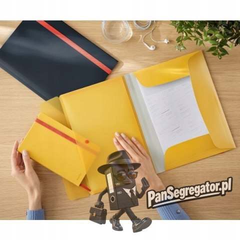 Teczka z gumką i kieszonką, PP, żółta 46190019