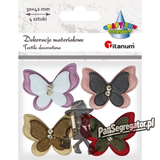 Aplikacje materiałowe MOTYLE z cyrkonią 4 szt. 388804 TITANUM