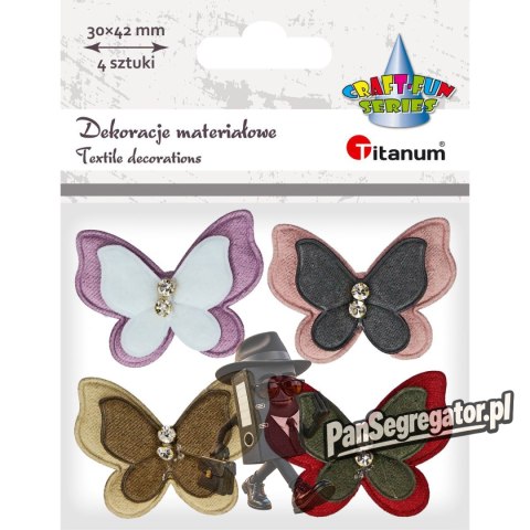 Aplikacje materiałowe MOTYLE z cyrkonią 4 szt. 388804 TITANUM