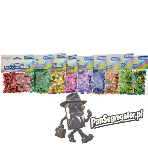 Cekiny hologramowe 8mm mix kolorów MH8, 10g BREWIS