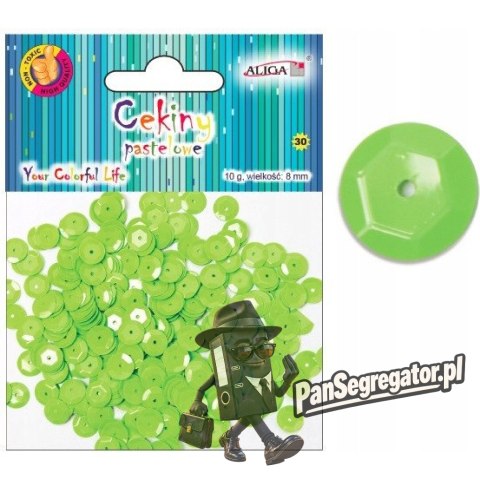 Cekiny pastelowe jasno zielone 8mm, 10g WMT-105(32) ALIGA