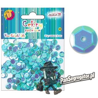 Cekiny pastelowe turkusowe 8mm, 10g. WMT-110(37) ALIGA