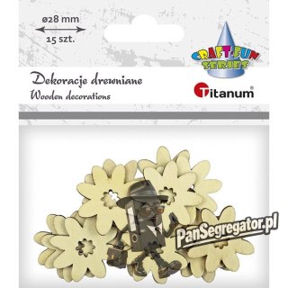 Dekoracje drewniane KWIATY 28mm 12szt. 486030 TITANUM