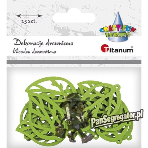 Dekoracje drewniane LIŚCIE zielone 15szt. 486033 TITANUM