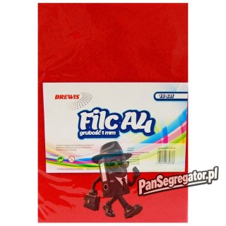 Filc czerwony A4 grubość 1mm, 10 arkuszy FC410-4 BREWIS