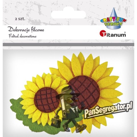 Filcowe dekoracje SŁONECZNIKI 3D z liściem 2szt. 472949 TITANUM