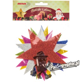 Gwiazdki z pianki z brokatem 6szt. 13cm mix kol. PVX20 BREWIS