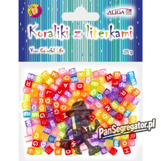 Koraliki kolorowe z literkami 6x6mm PJA-0354 ALIGA
