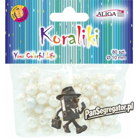 Koraliki plastikowe opalizujące perłowe 10mm (80szt.) PJ-0836 ALIGA