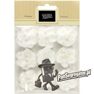 Kwiaty samoprzylepne materiałowe MAGNOLIA białe (9sztuk) 252019 Galeria Papieru