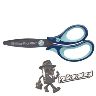 Nożyczki Griffix ergonomiczne 14cm zaokrąglone niebieskie 100401619 PELIKAN