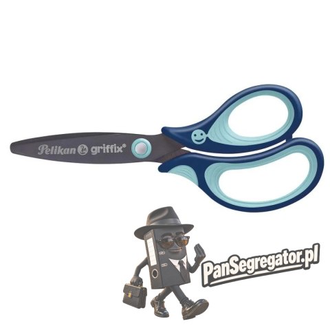 Nożyczki Griffix ergonomiczne 14cm zaokrąglone niebieskie 100401619 PELIKAN