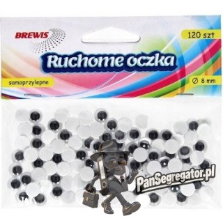 Oczka ruchome okrągłe 8mm (120) samoprzylepne Ro2 BREWIS