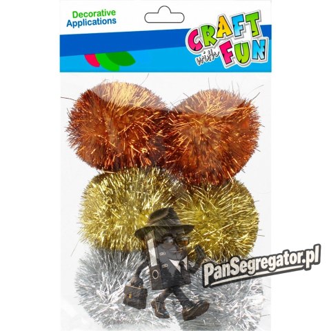 Ozdoba dekoracyjna pompon (6szt.) 45mm mix brokat 521654 Craft with Fun
