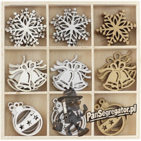 Ozdoby drewniane ŚWIĘTA 2 pudełko 45 szt. 253029 Galeria Papieru