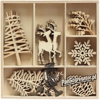 Ozdoby drewniane ŚWIĘTA 45sztuk 253043 Galeria Papieru