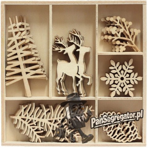 Ozdoby drewniane ŚWIĘTA 45sztuk 253043 Galeria Papieru