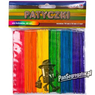 Patyczki 6 kolorów 114x 10x2mm (60szt.) ALIGA PK-3274
