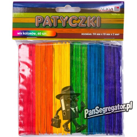 Patyczki 6 kolorów 114x 10x2mm (60szt.) ALIGA PK-3274