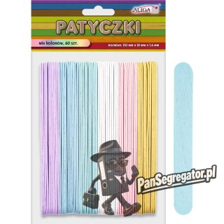 Patyczki mix 6 kolorów pastelowych 150x18x1,6mm (60szt.) PK-4918 ALIGA