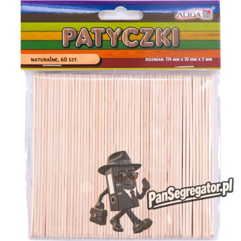 Patyczki naturalne 114x10x2mm (60szt.) ALIGA PK-3243