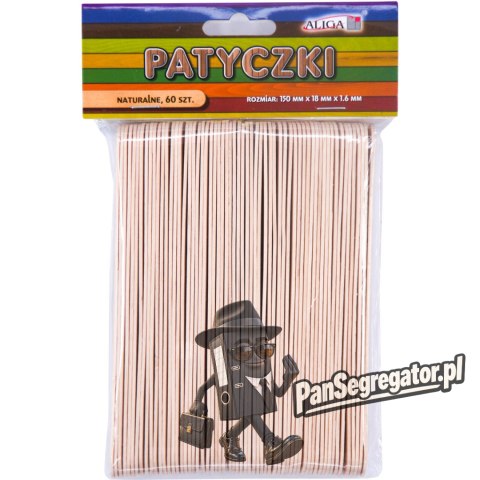 Patyczki naturalne 150x18x1.6mm (60szt.) PK-3304 ALIGA