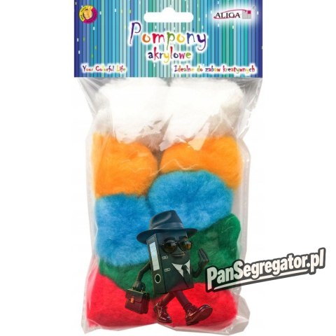 Pompony akrylowe POM-202 mix kolorów (10 szt.) śr. 5 cm ALIGA