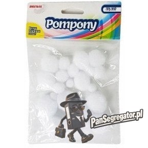 Pompony białe 24 szt. mix rozmiarów POM04 BREWIS