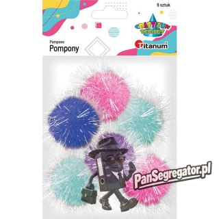 Pompony brokatowe mix 6szt. 4,5cm 462566 TITANUM