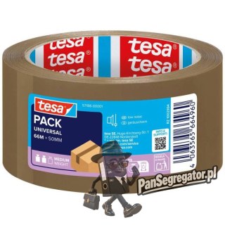 Taśma pakowa UNIVERSAL 66m x 50mm BRĄZOWA cicha 57188 TESA